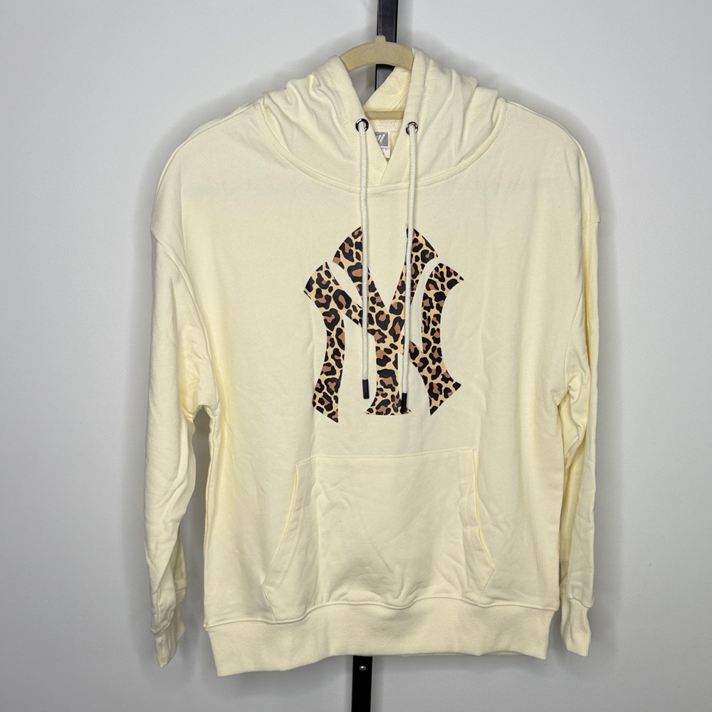 Leopard Print Logo Cream Hoodie - Women - Picture 1 of 4